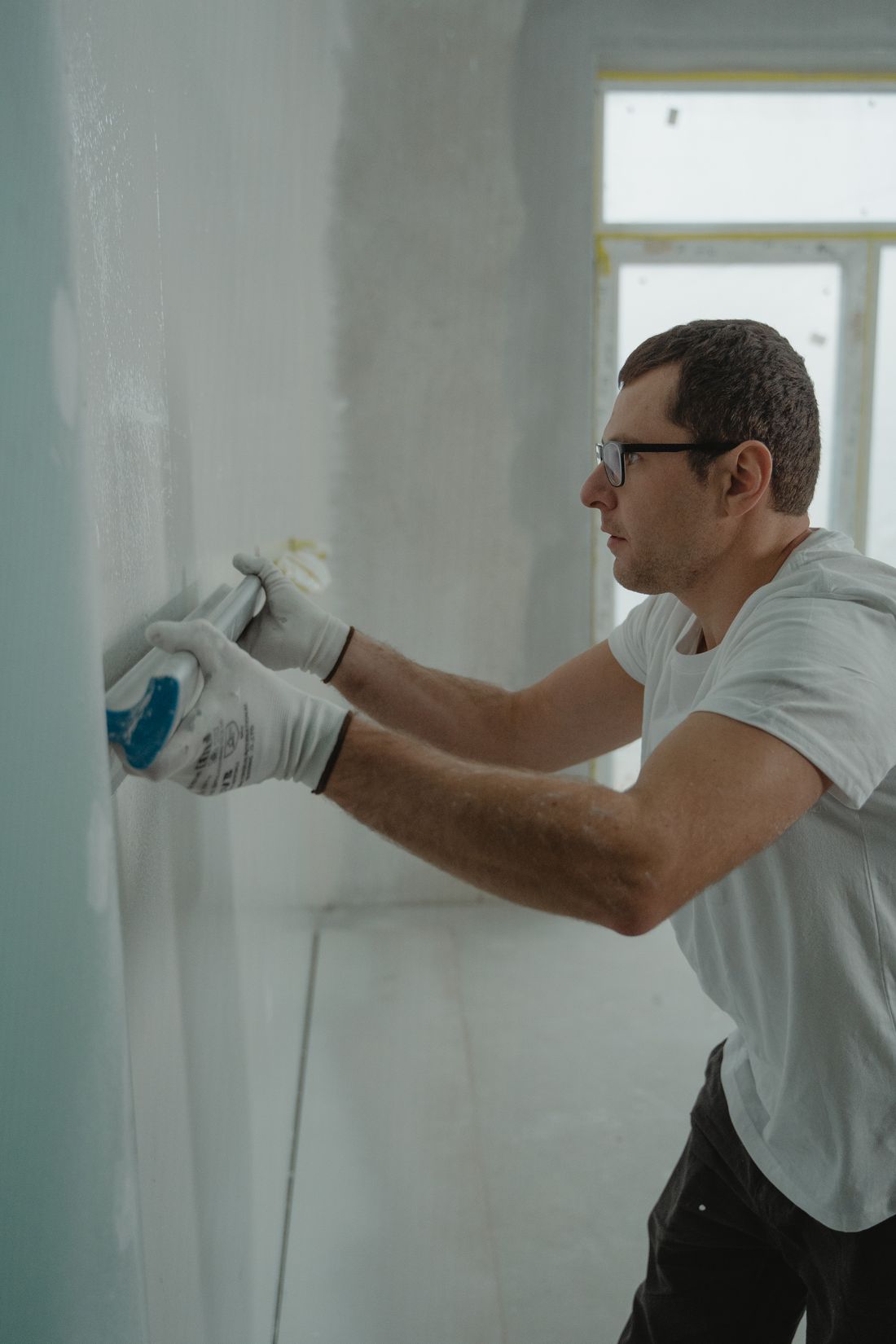 Interior drywall repair in progress