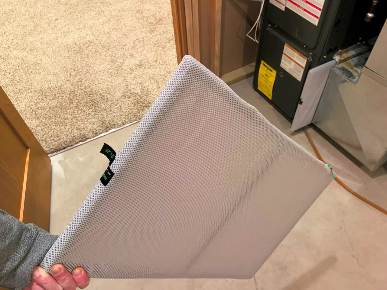 HVAC air filter ready for replacement