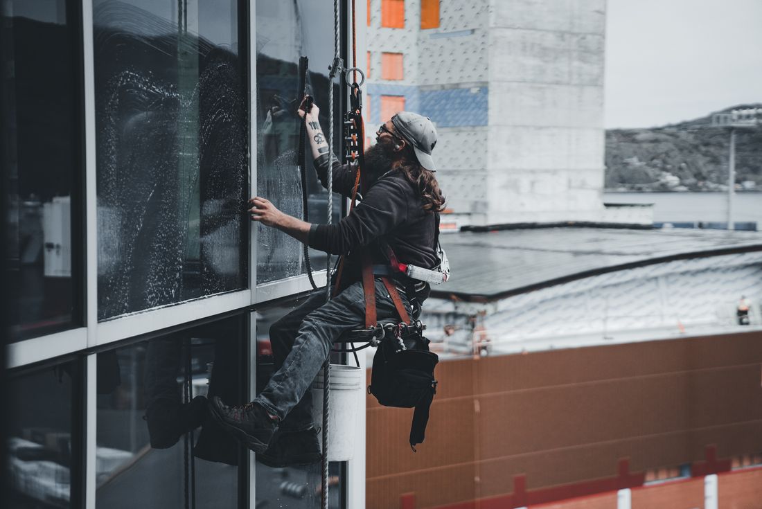 Cleaning the exterior windows of a home